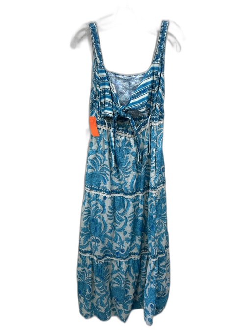 Joie Size 8 Mixed Blues Cotton Sleeveless Tie Back Beaded Accent Dress Mixed Blues / 8