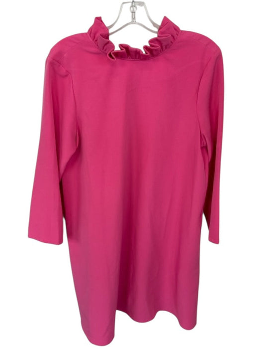 Tuckernuck Size L Hot pink Polyester Ruffle Collar Tie Neck Long Sleeve Dress Hot pink / L