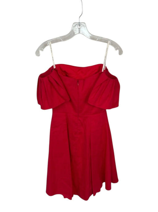 Halston Size 0 Ruby Red Polyester Off Shoulder Puff Short Sleeve Midi Dress Ruby Red / 0