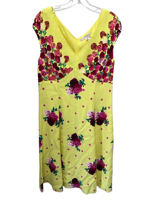 Marc Jacobs Size 10 Yellow & Multi Rayon & Silk floral print Sleeveless Dress Yellow & Multi / 10