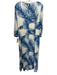 Tory Burch Size 10 Blue & White Silk Blend Leaf Print Sequined V Neck Dress Blue & White / 10