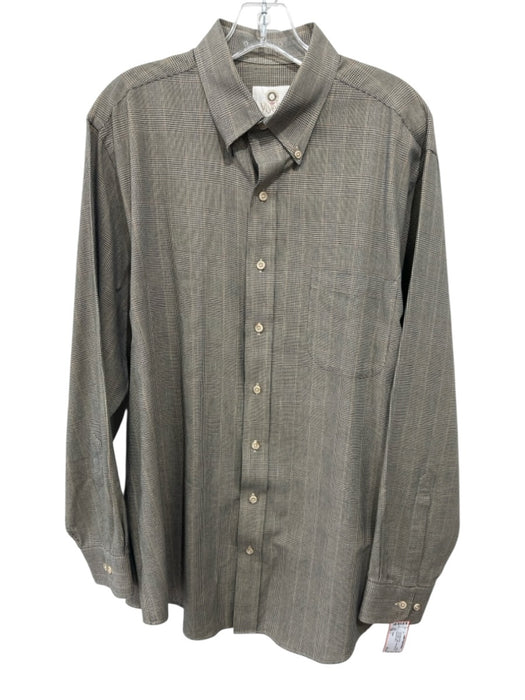 Viyella Size L Tan & Multi Cotton Plaid Button Down Men's Long Sleeve Shirt Tan & Multi / L