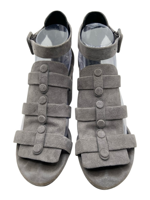 Alexander Wang Shoe Size 38 Grey Suede Gladiator Ankle Buckle Block Heel Sandals Grey / 38