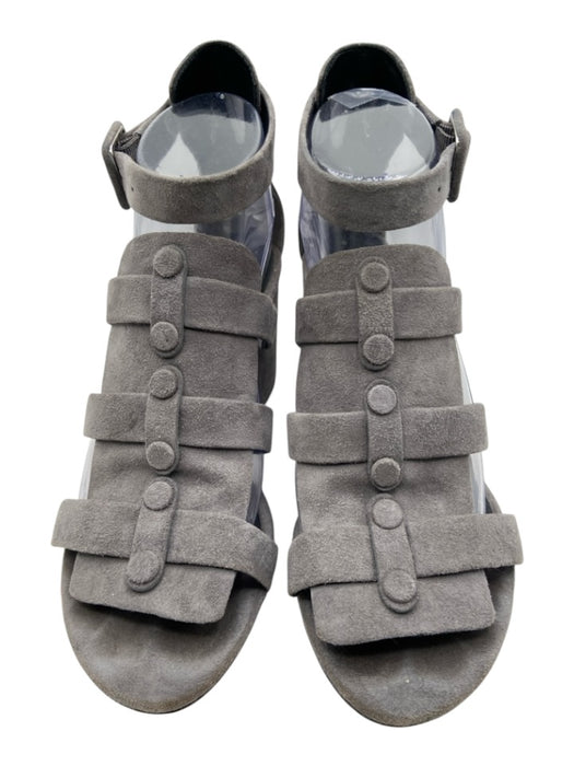Alexander Wang Shoe Size 38 Grey Suede Gladiator Ankle Buckle Block Heel Sandals Grey / 38