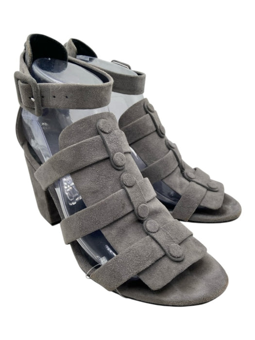 Alexander Wang Shoe Size 38 Grey Suede Gladiator Ankle Buckle Block Heel Sandals Grey / 38