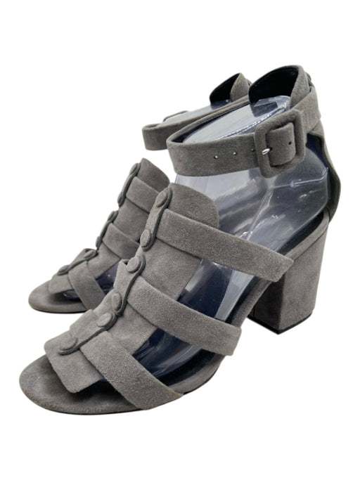 Alexander Wang Shoe Size 38 Grey Suede Gladiator Ankle Buckle Block Heel Sandals Grey / 38