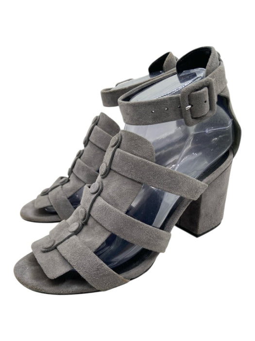 Alexander Wang Shoe Size 38 Grey Suede Gladiator Ankle Buckle Block Heel Sandals Grey / 38
