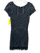 Aidan Mattox Size 10 Black Polyester Beaded Cap Sleeve Back Zip Dress Black / 10