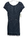 Aidan Mattox Size 10 Black Polyester Beaded Cap Sleeve Back Zip Dress Black / 10