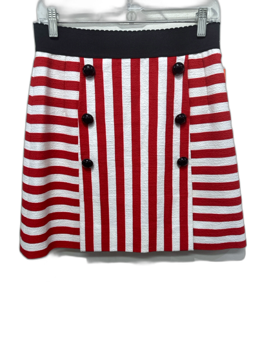 Dolce & Gabbana Size 42 Red, White, Black Cotton Blend Elastic Waist Skirt Red, White, Black / 42