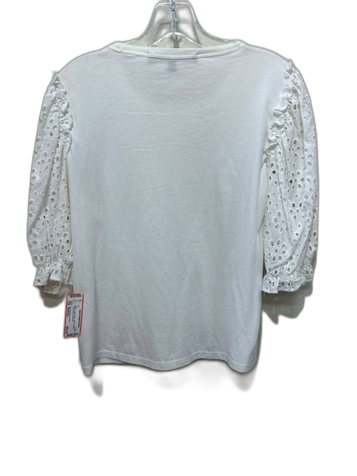 Veronica Beard Jeans Size Medium White Cotton Blend Half Puff Sleeve Top White / Medium