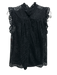 Frame Size Medium Black Ruffle Cap Sleeve Ruffle Neckline Lace Top Black / Medium