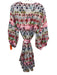Alexis Size Medium Pink, Green, Blue Polyester Long puff sleeve Tiered Dress Pink, Green, Blue / Medium