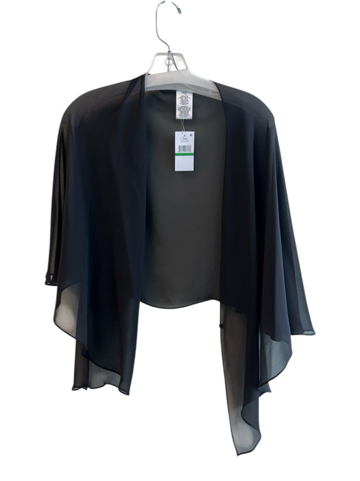 SLNY Black Polyester Button Sleeve see thru Shawl Black / L/XL