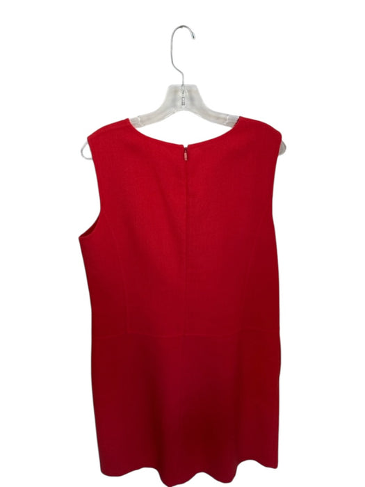 Lafayette 148 Size 10 Tomato Wool Sleeveless Back Zip Front Pockets Midi Dress Tomato / 10