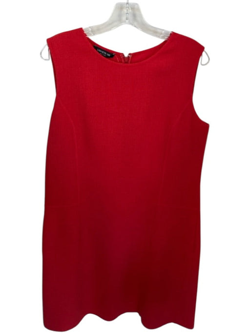 Lafayette 148 Size 10 Tomato Wool Sleeveless Back Zip Front Pockets Midi Dress Tomato / 10