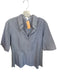 Boss Size Est L Gray & White Cotton Blend Short Sleeve Striped Split Neck Top Gray & White / Est L