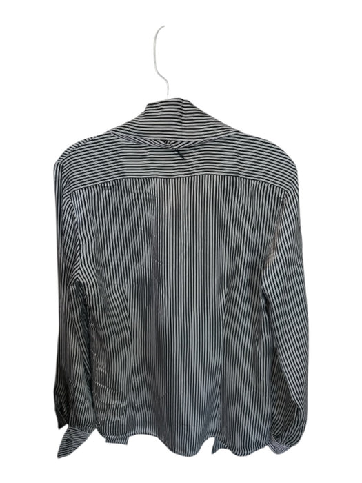 Ralph Lauren Black Size 10 Black & Gray Silk Long Sleeve Striped Button Down Top Black & Gray / 10