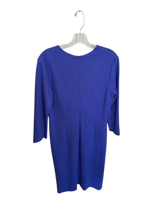 Escada Size 40 Royal Purple Viscose Blend Long Sleeve Pleat Detail Midi Dress Royal Purple / 40