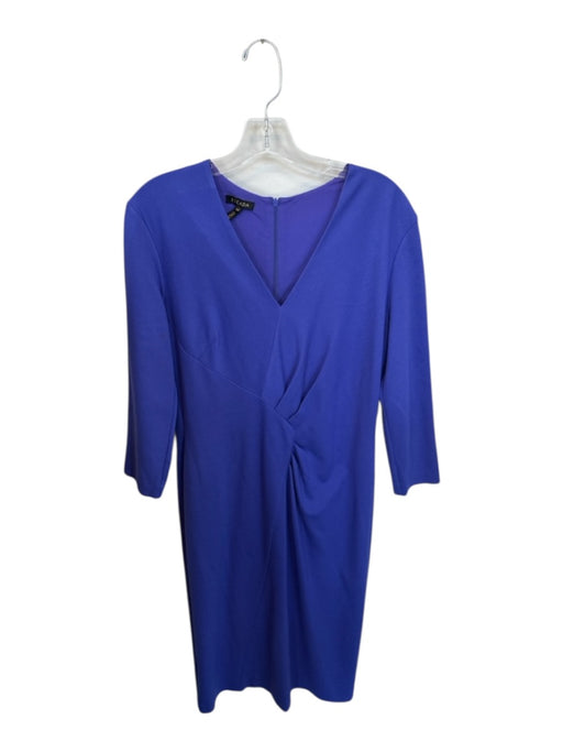 Escada Size 40 Royal Purple Viscose Blend Long Sleeve Pleat Detail Midi Dress Royal Purple / 40
