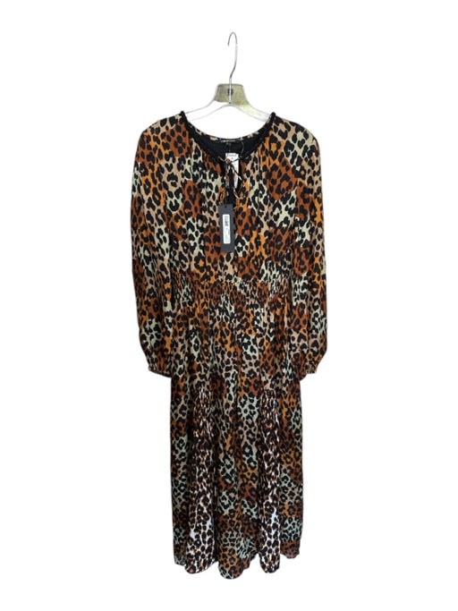 Kobi Halperin Size M Brown & Black Silk Blend Long Balloon Sleeve Lined Dress Brown & Black / M