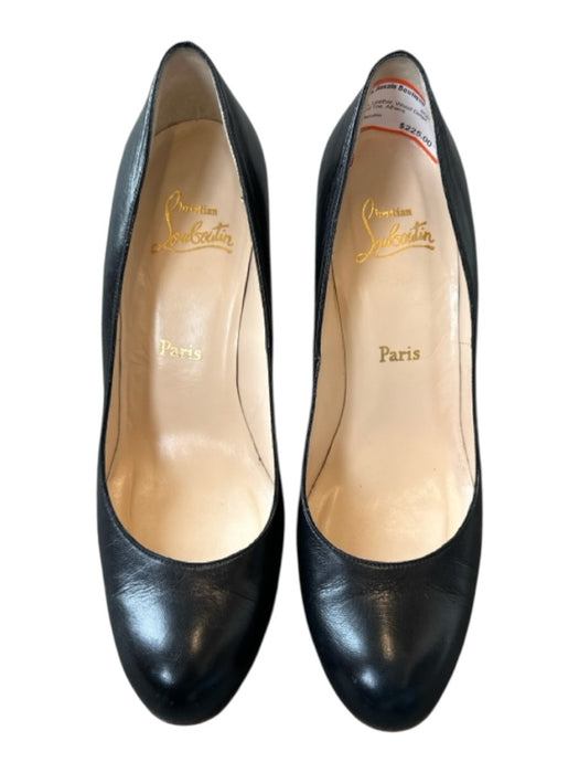 Christian Louboutin Shoe Size 41 Black & Brown Leather Wood Detail Wedge Wedges Black & Brown / 41