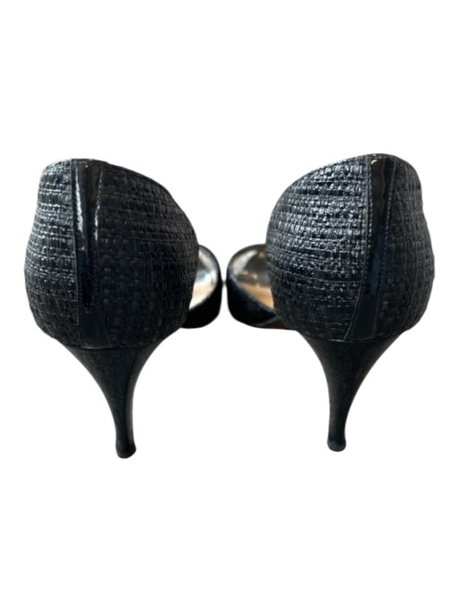 Manolo Blahnik Shoe Size 39.5 Black Raffia & Leather Stiletto Buckle Sandals Black / 39.5
