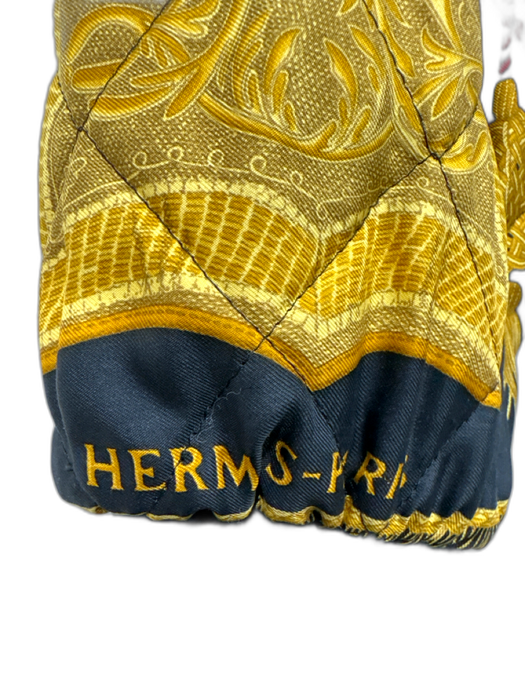 Hermes Size 48 / Large Gold & Black Polyester Quilted Zip Front Jacket Gold & Black / 48 / Large