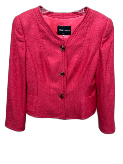Giorgio Armani Size S / 38 Coral Pink Silk Button Down Pockets Jacket Coral Pink / S / 38