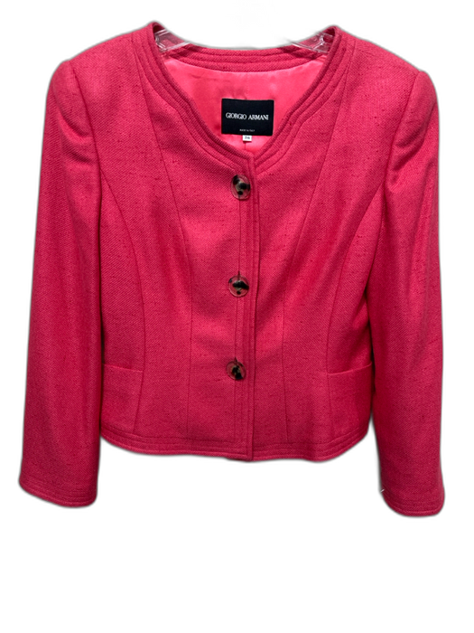 Giorgio Armani Size S / 38 Coral Pink Silk Button Down Pockets Jacket Coral Pink / S / 38