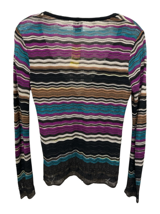 M Missoni Size S / 40 Purple, Black, Blue Merino Wool Open Front Cardigan Purple, Black, Blue / S / 40