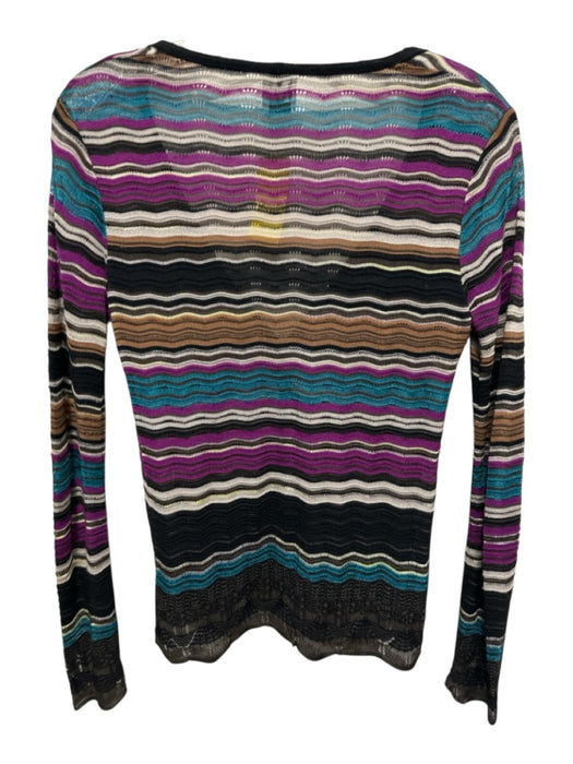 M Missoni Size S / 40 Purple, Black, Blue Merino Wool Open Front Cardigan Purple, Black, Blue / S / 40