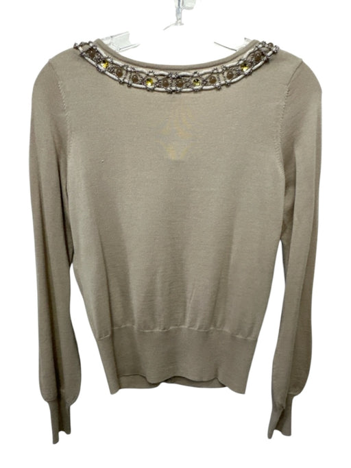 Escada Size S / 34 Beige Virgin Wool Beaded Chain Button Down Sweater Set Beige / S / 34