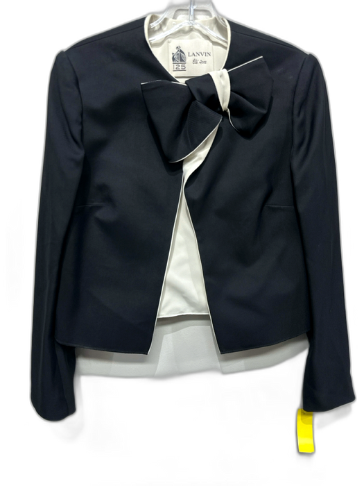 Lanvin Size S / 36 Black & White Viscose Open Front Bow Long Sleeve Jacket Black & White / S / 36