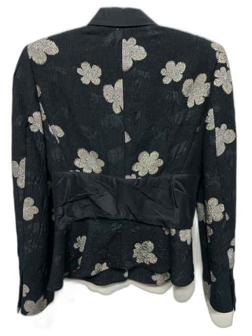 Etro Size S / 40 Black, Gold, Silver Cotton Blend Floral Jacquard Button Jacket Black, Gold, Silver / S / 40