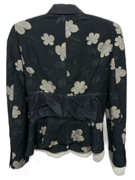 Etro Size S / 40 Black, Gold, Silver Cotton Blend Floral Jacquard Button Jacket Black, Gold, Silver / S / 40