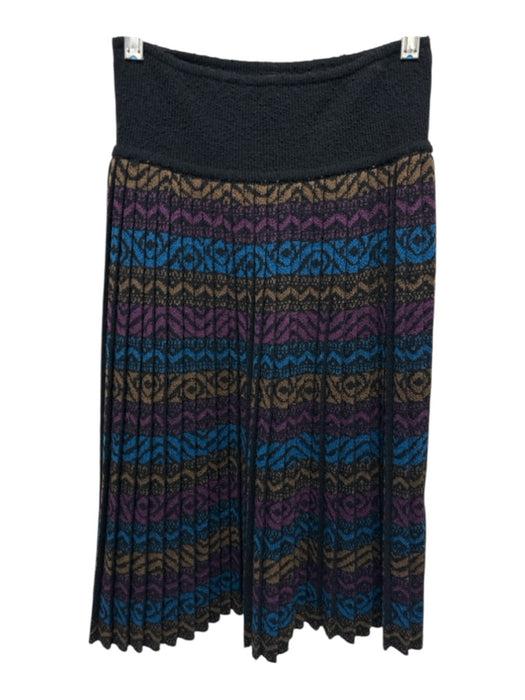 Missoni Size S / 40 Purple, Brown, Black Wool Pleated Abstract Skirt Set Purple, Brown, Black / S / 40