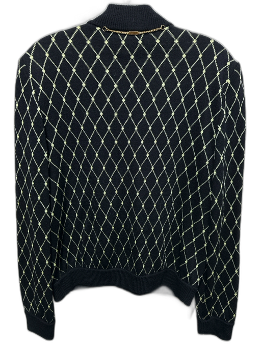 St John Sport Size S Black & Lime Green Wool Zip Front Diamante Jacket Black & Lime Green / S