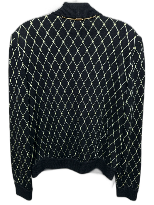 St John Sport Size S Black & Lime Green Wool Zip Front Diamante Jacket Black & Lime Green / S