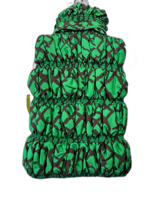 Oscar de la Renta Size S Green & Purple Silk Puffer Abstract Print Snaps Vest Green & Purple / S