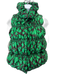 Oscar de la Renta Size S Green & Purple Silk Puffer Abstract Print Snaps Vest Green & Purple / S