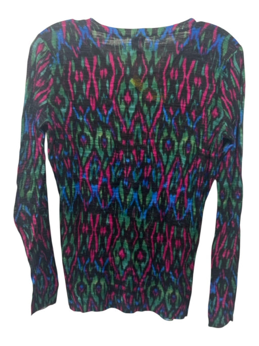 M Missoni Size S Black, Pink, Green Viscose Abstract Long Sleeve Top Black, Pink, Green / S