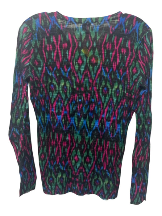 M Missoni Size S Black, Pink, Green Viscose Abstract Long Sleeve Top Black, Pink, Green / S