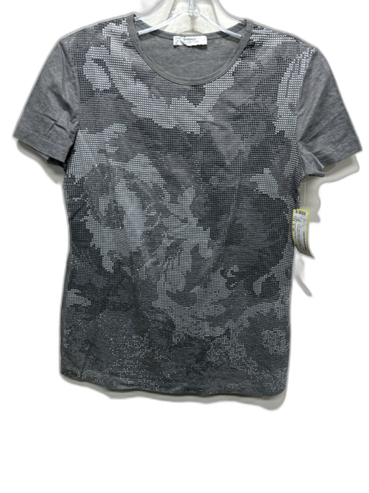 Versace Collection Size S / 40 Gray Print Cotton Camoflage Rhinestone Top Gray Print / S / 40