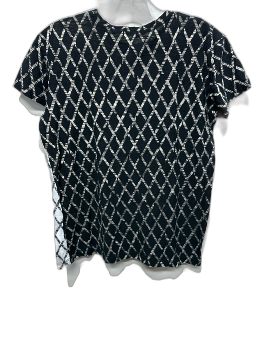 Proenza Schouler Size S Black & White Cotton Diamante Color Block Cap Sleeve Top Black & White / S