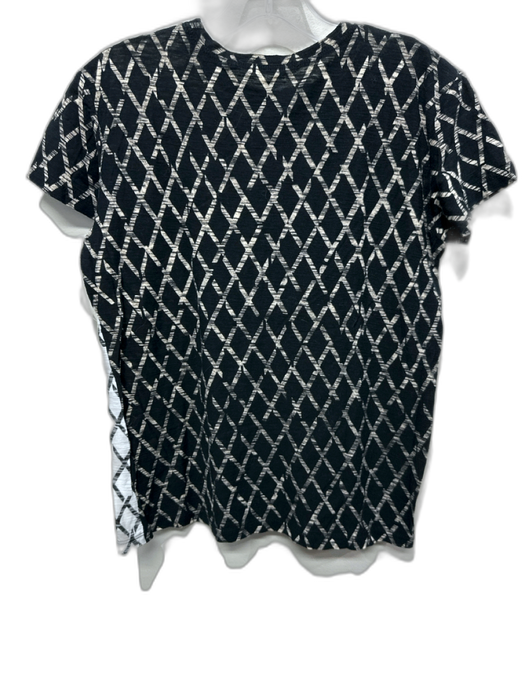 Proenza Schouler Size S Black & White Cotton Diamante Color Block Cap Sleeve Top Black & White / S
