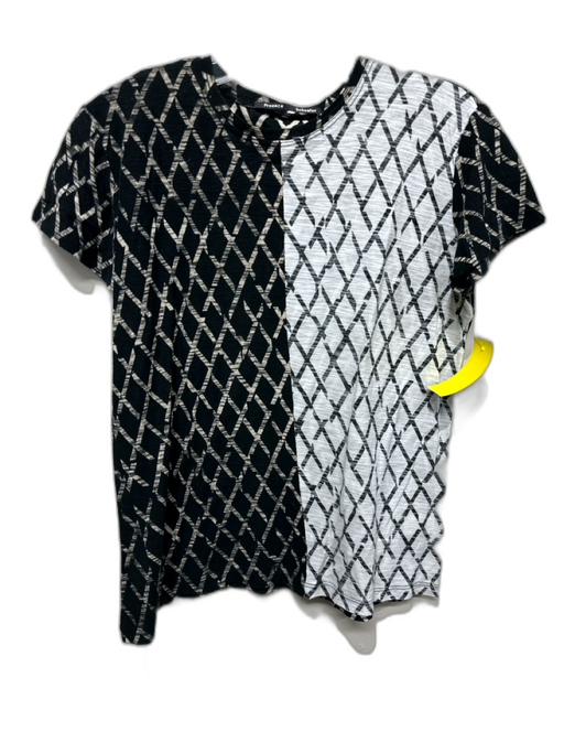 Proenza Schouler Size S Black & White Cotton Diamante Color Block Cap Sleeve Top Black & White / S