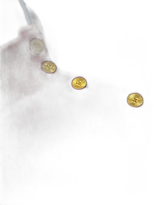 Chanel Size M Red Cashmere Turtle Neck Gold Button Detail Long Sleeve Sweater Red / M
