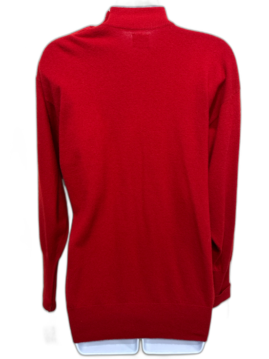 Chanel Size M Red Cashmere Turtle Neck Gold Button Detail Long Sleeve Sweater Red / M