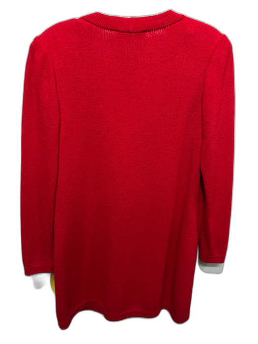 St John Size P Red Wool Blend Long Sleeve Button Front Gold button Sweater Red / P